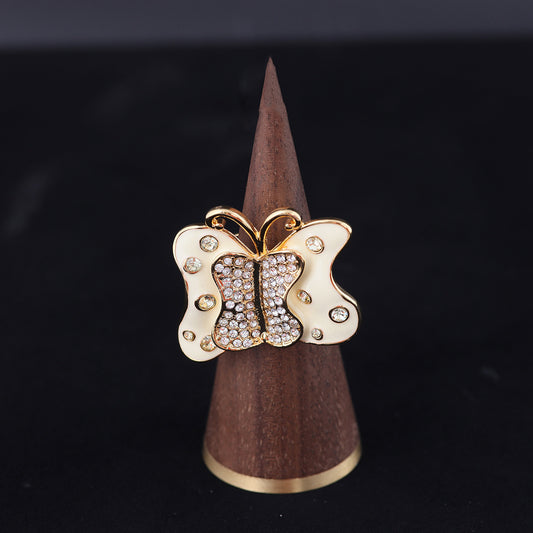 Vintage Enamel Star Chic Open Ring
