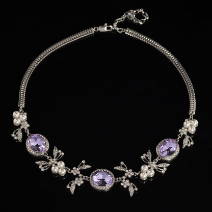 Vintage Crystal Heart Chic Handcrafted Necklace Gift Jewelry