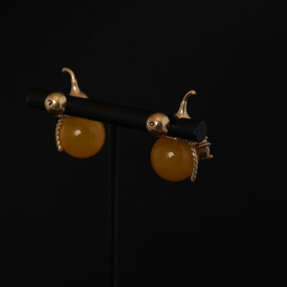 Vintage Agate Timeless Statement Earrings Handcrafted Design