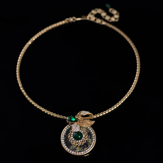 Vintage Cubic Zirconia Artisan Polished Necklace Gift Jewelry