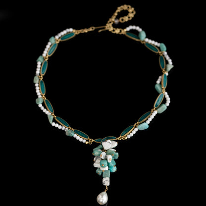 Vintage Enamel Geometric Chic Handcrafted Necklace for Ladies