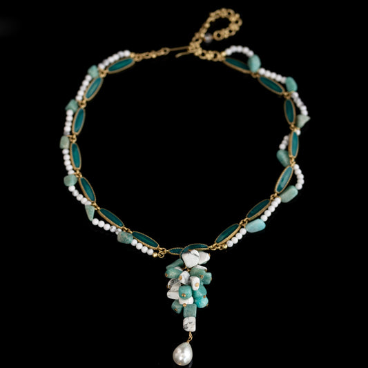 Vintage Enamel Geometric Chic Handcrafted Necklace for Ladies