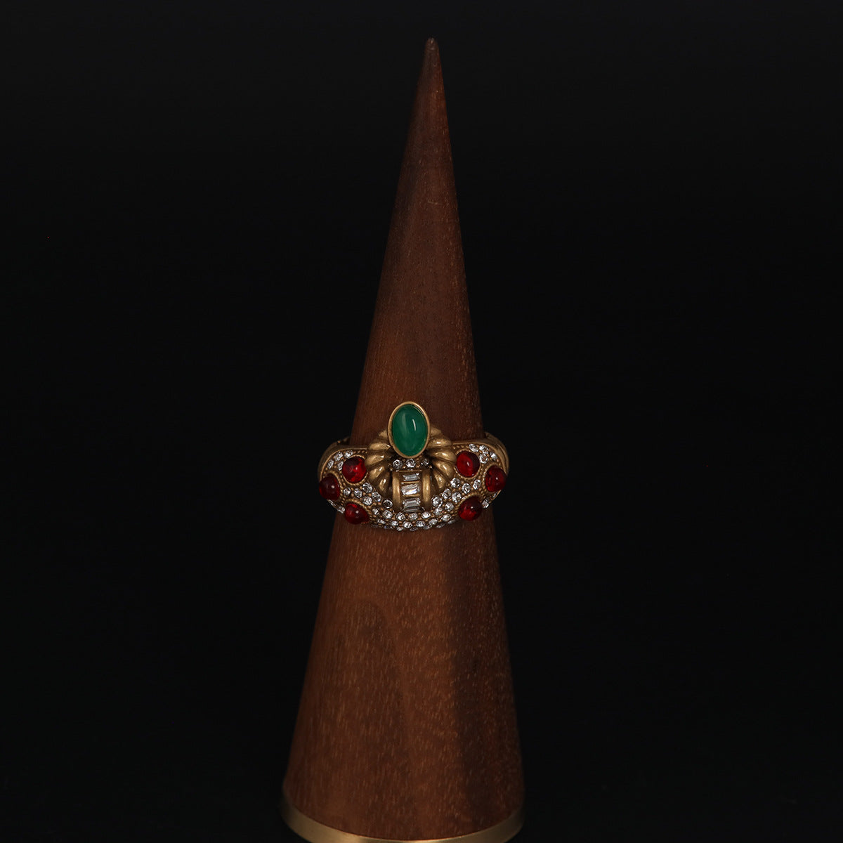 Vintage Agate Geometric Timeless Stone Inlay Open Ring Timeless Style
