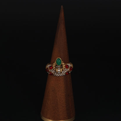 Vintage Agate Geometric Timeless Stone Inlay Open Ring Timeless Style