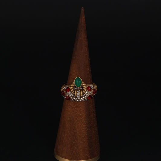 Vintage Agate Geometric Timeless Stone Inlay Open Ring Timeless Style