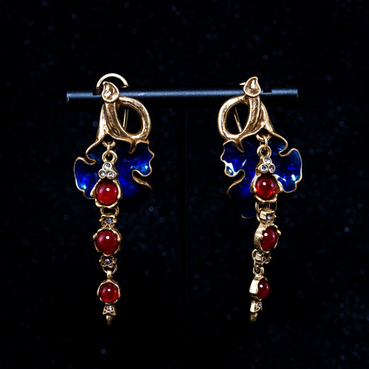 Vintage Enamel Statement Artisan Earrings Timeless Style