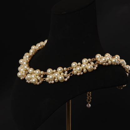Vintage Pearl Heart Statement Necklace Gift Jewelry