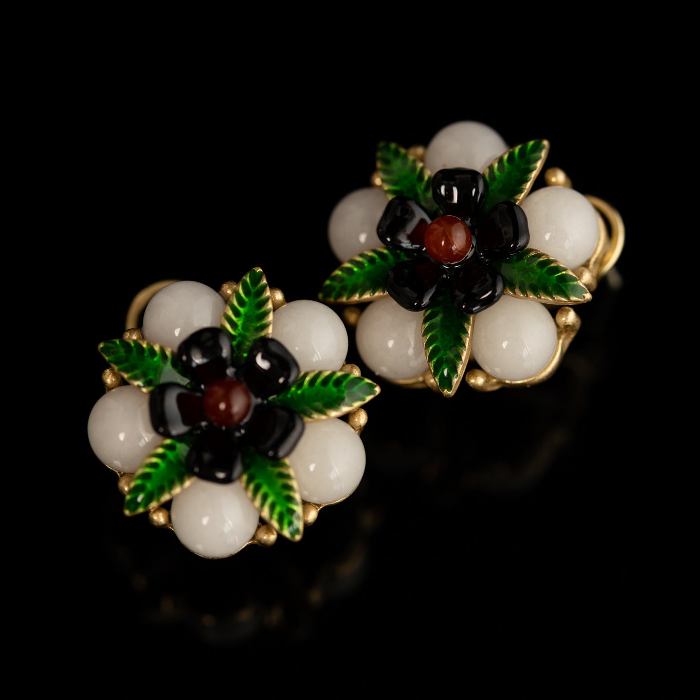 Vintage Enamel Petal Classic Handcrafted Earrings Handcrafted Design