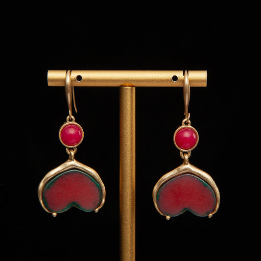 Vintage Agate Heart Refined Earrings for Ladies