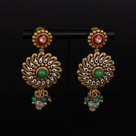 Vintage Enamel Floral Timeless Earrings Handcrafted Design