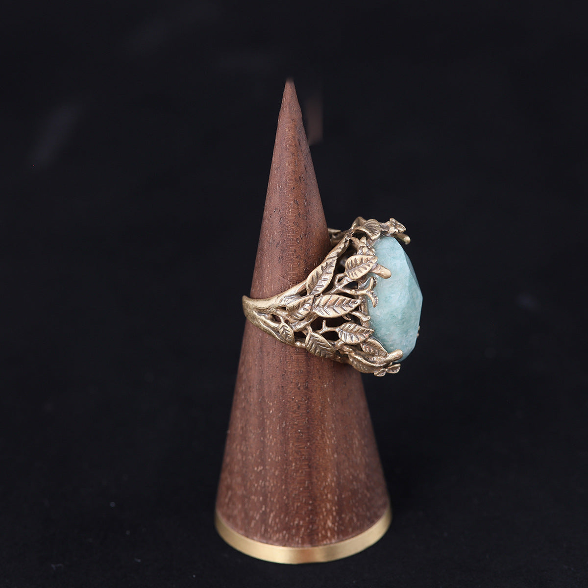 Vintage Natural Stone Geometric Timeless Open Ring Handcrafted Design