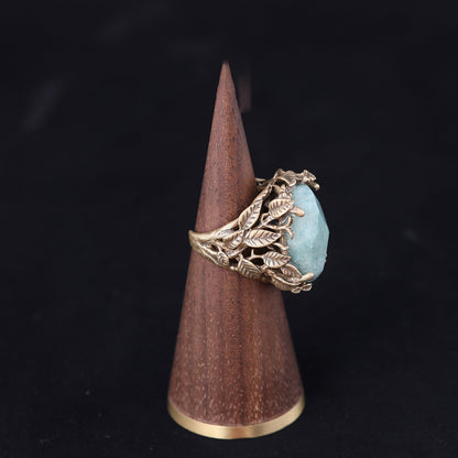 Vintage Natural Stone Geometric Timeless Open Ring Handcrafted Design