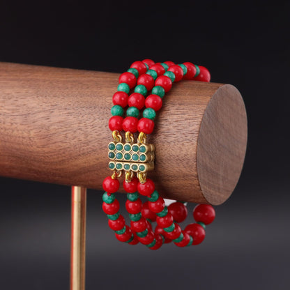 Vintage Glass Geometric Refined Bracelet for Women