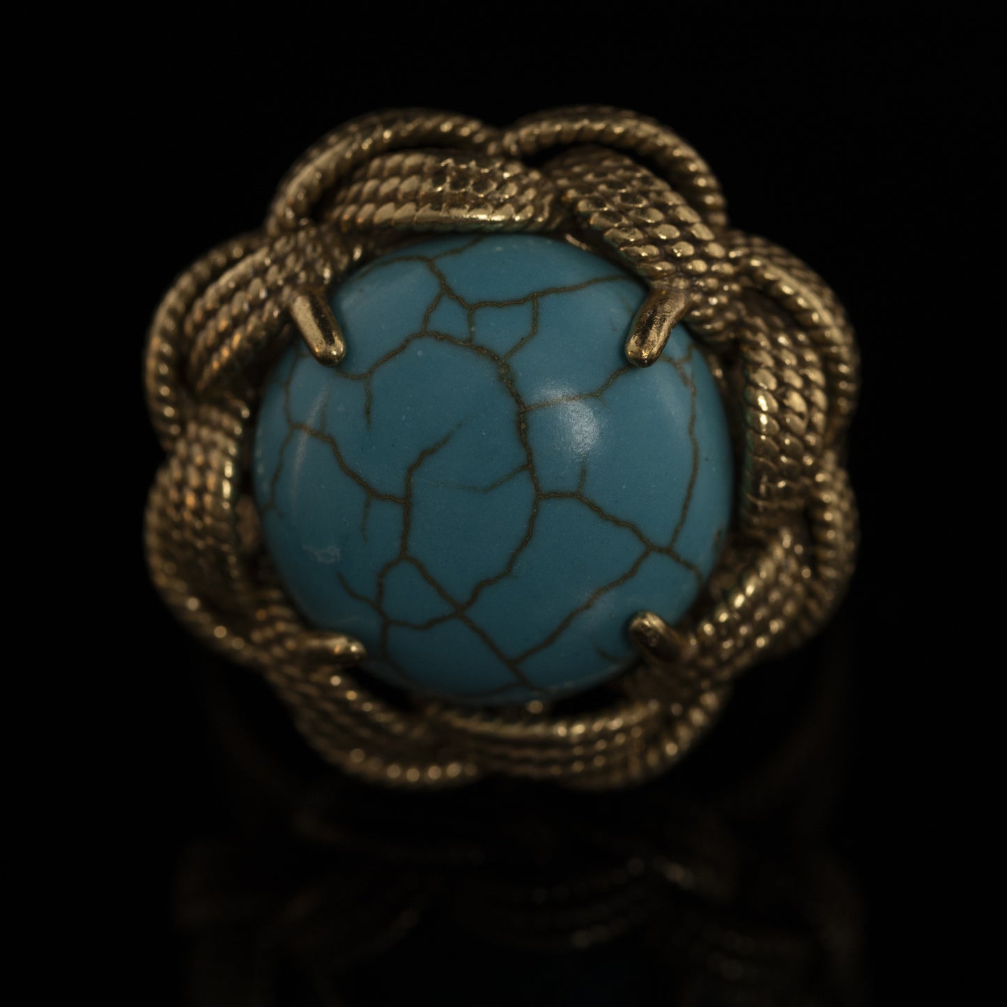 Vintage Natural Stone Geometric Chic Open Ring