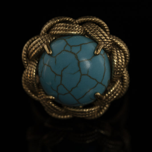 Vintage Natural Stone Geometric Chic Open Ring