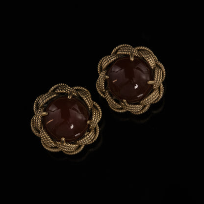 Vintage Agate Refined Stone Inlay Earrings for Women