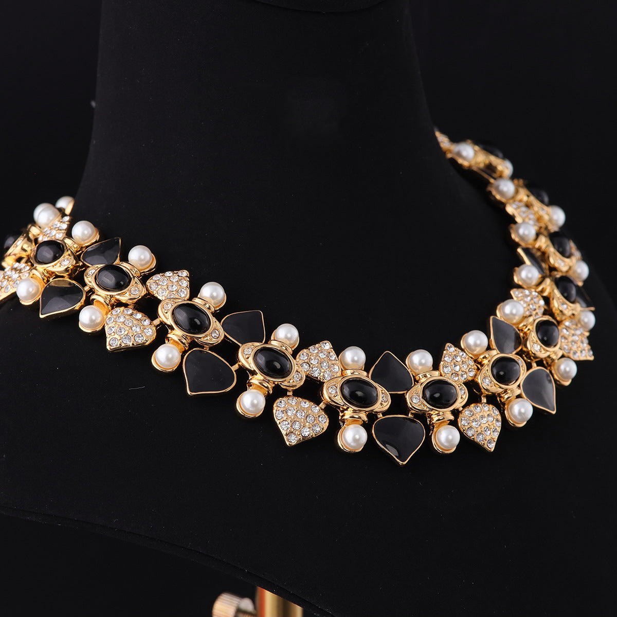 Vintage Cubic Zirconia Geometric Statement Handcrafted Necklace Gift Jewelry