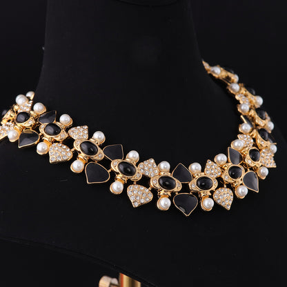 Vintage Cubic Zirconia Geometric Statement Handcrafted Necklace Gift Jewelry