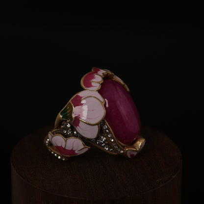 Vintage Refined Enamel & Natural Stone Jewelry Set
