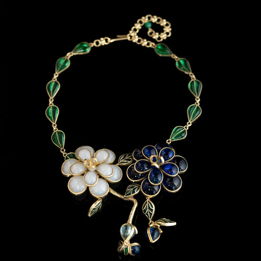 Vintage Enamel Floral Artisan Necklace Timeless Style