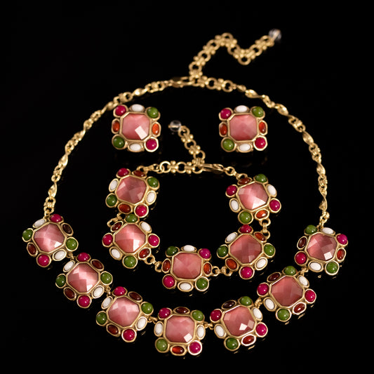 Vintage Classic Natural Stone Jewelry Set Baroque