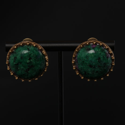 Vintage Natural Stone Heart Statement Earrings Gift Jewelry