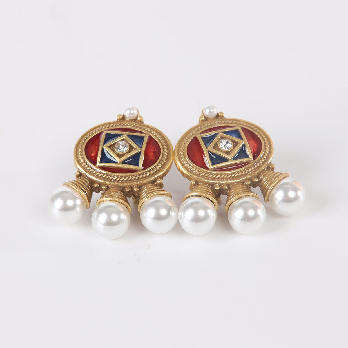 Vintage Pearl Heart Statement Earrings Handcrafted Design