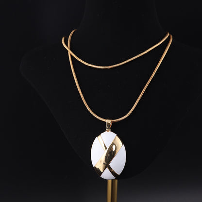 Vintage Enamel Geometric Chic Necklace Gift Jewelry
