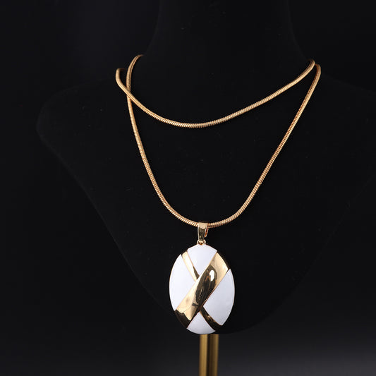 Vintage Enamel Geometric Chic Necklace Gift Jewelry