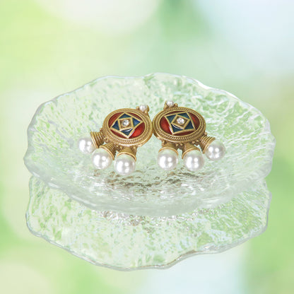 Vintage Pearl Heart Statement Earrings Handcrafted Design