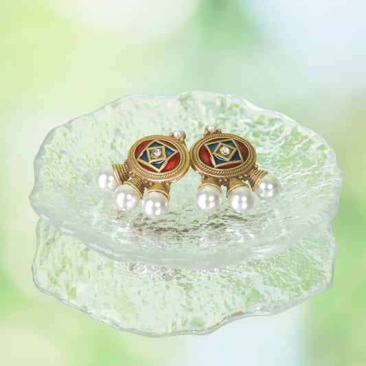 Vintage Pearl Heart Statement Earrings Handcrafted Design