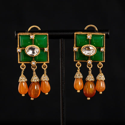 Vintage Star Classic Stone Inlay Earrings for Ladies