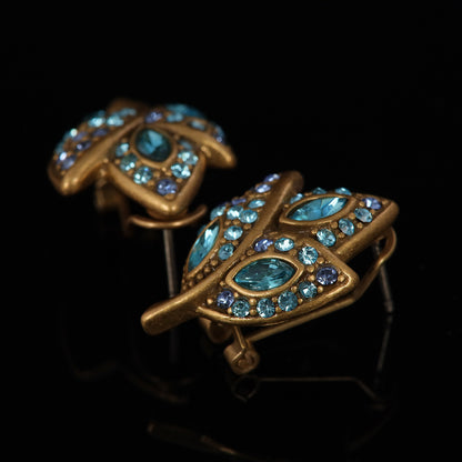 Vintage Crystal Leaf Artisan Earrings Gift Jewelry