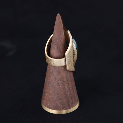 Vintage Agate Geometric Chic Open Ring