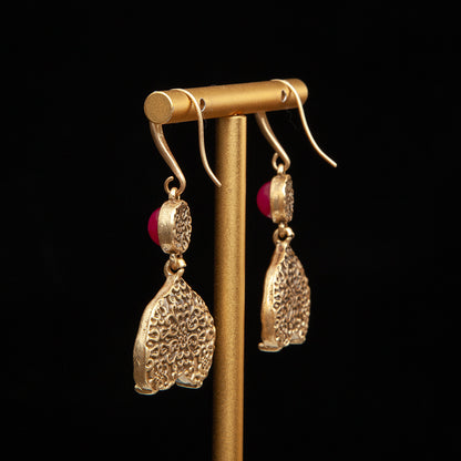 Vintage Agate Heart Refined Earrings for Ladies