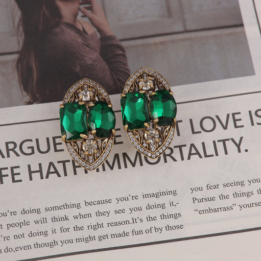 Vintage Chic Stone Inlay Earrings for Ladies