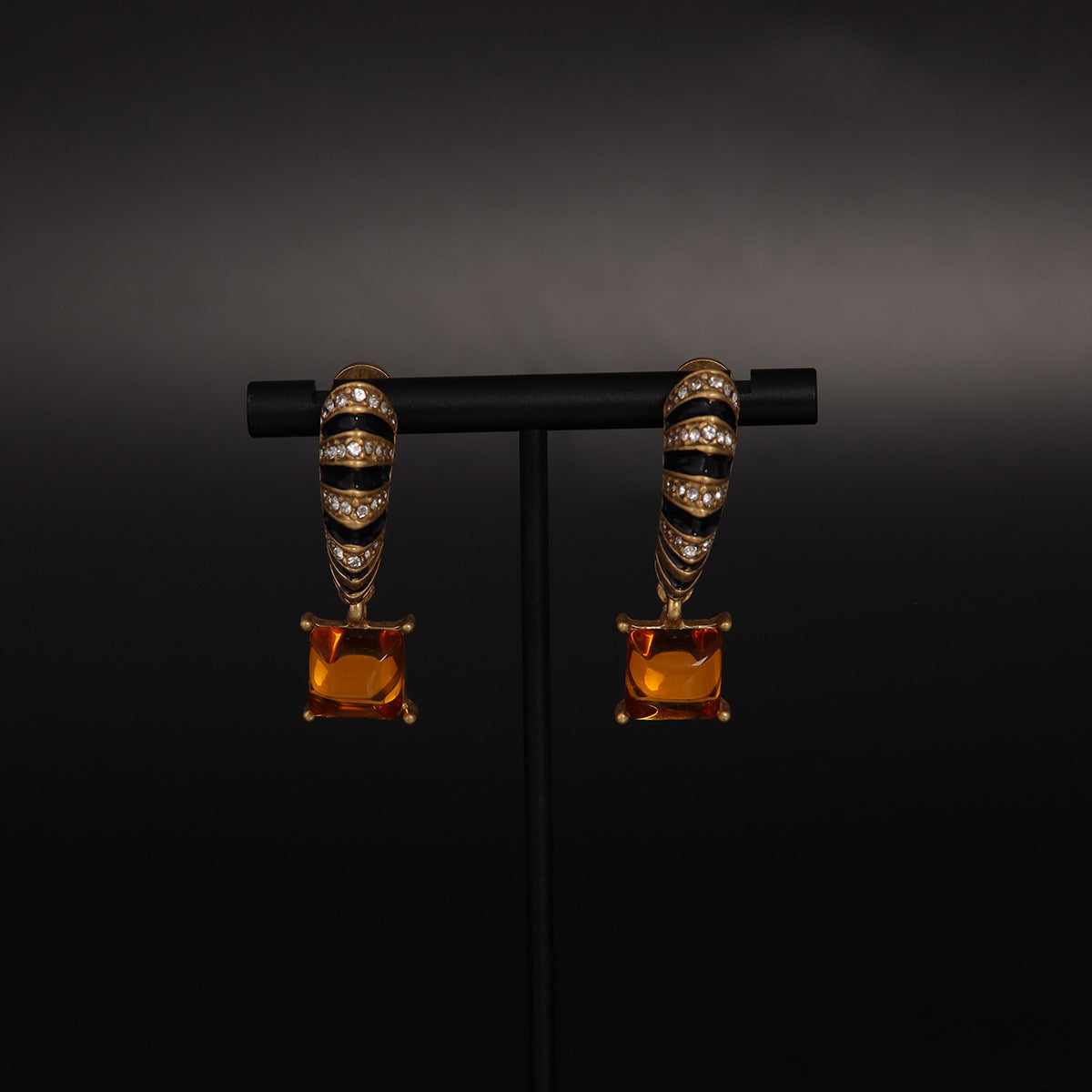 Vintage Enamel Statement Elegant Earrings Timeless Style
