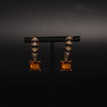 Vintage Enamel Statement Elegant Earrings Timeless Style