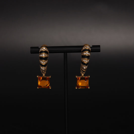 Vintage Enamel Statement Elegant Earrings Timeless Style