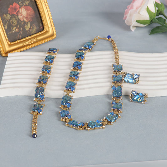 Vintage Classic Pearl Leaf Jewelry Set Baroque