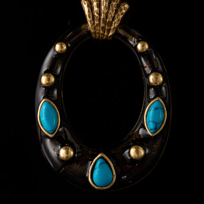 Vintage Enamel Refined Stone Inlay Earrings Timeless Style