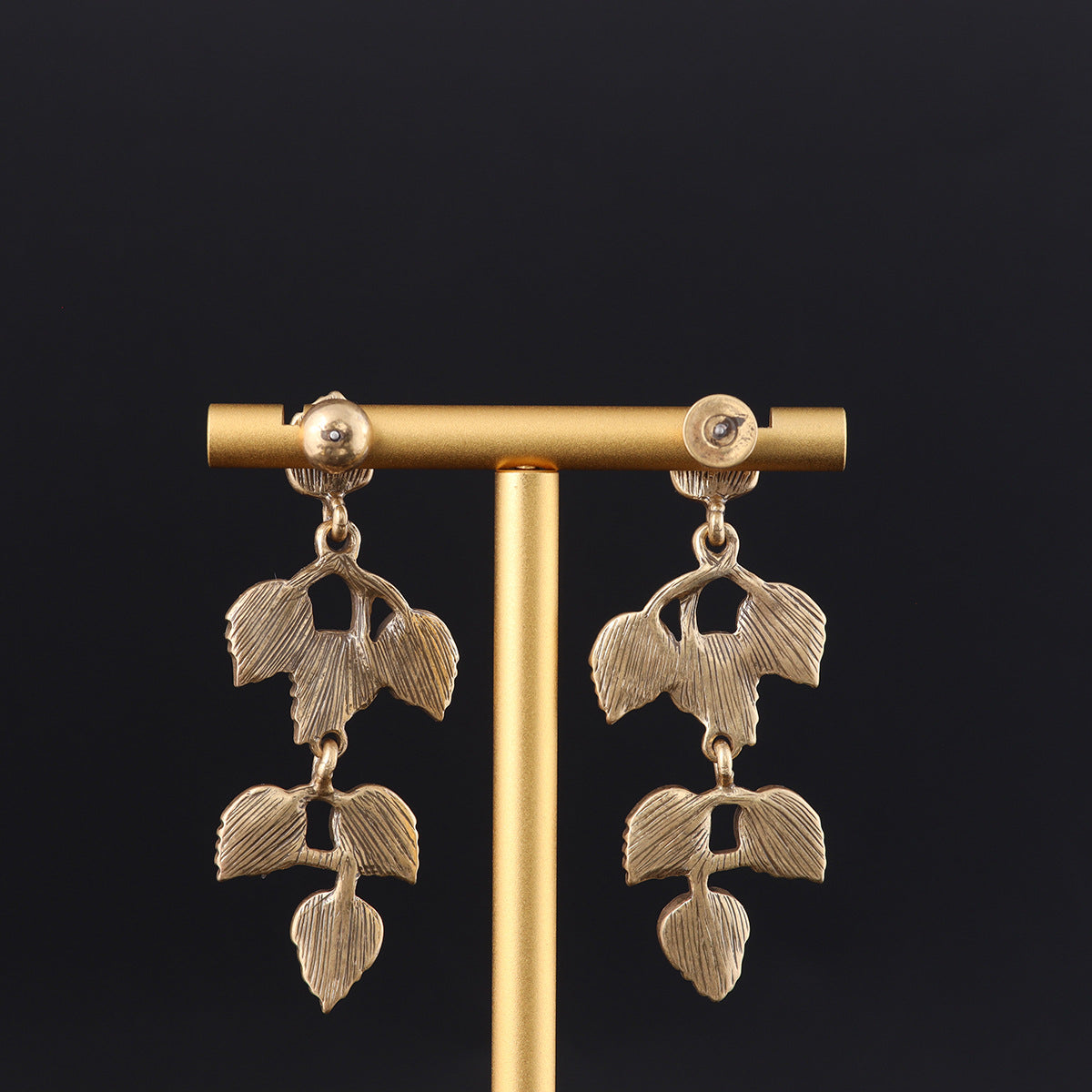 Vintage Cubic Zirconia Leaf Artisan Earrings Timeless Style