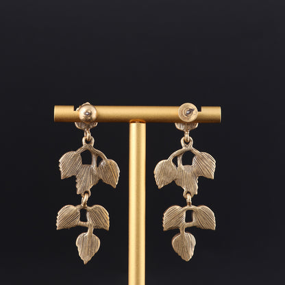 Vintage Cubic Zirconia Leaf Artisan Earrings Timeless Style