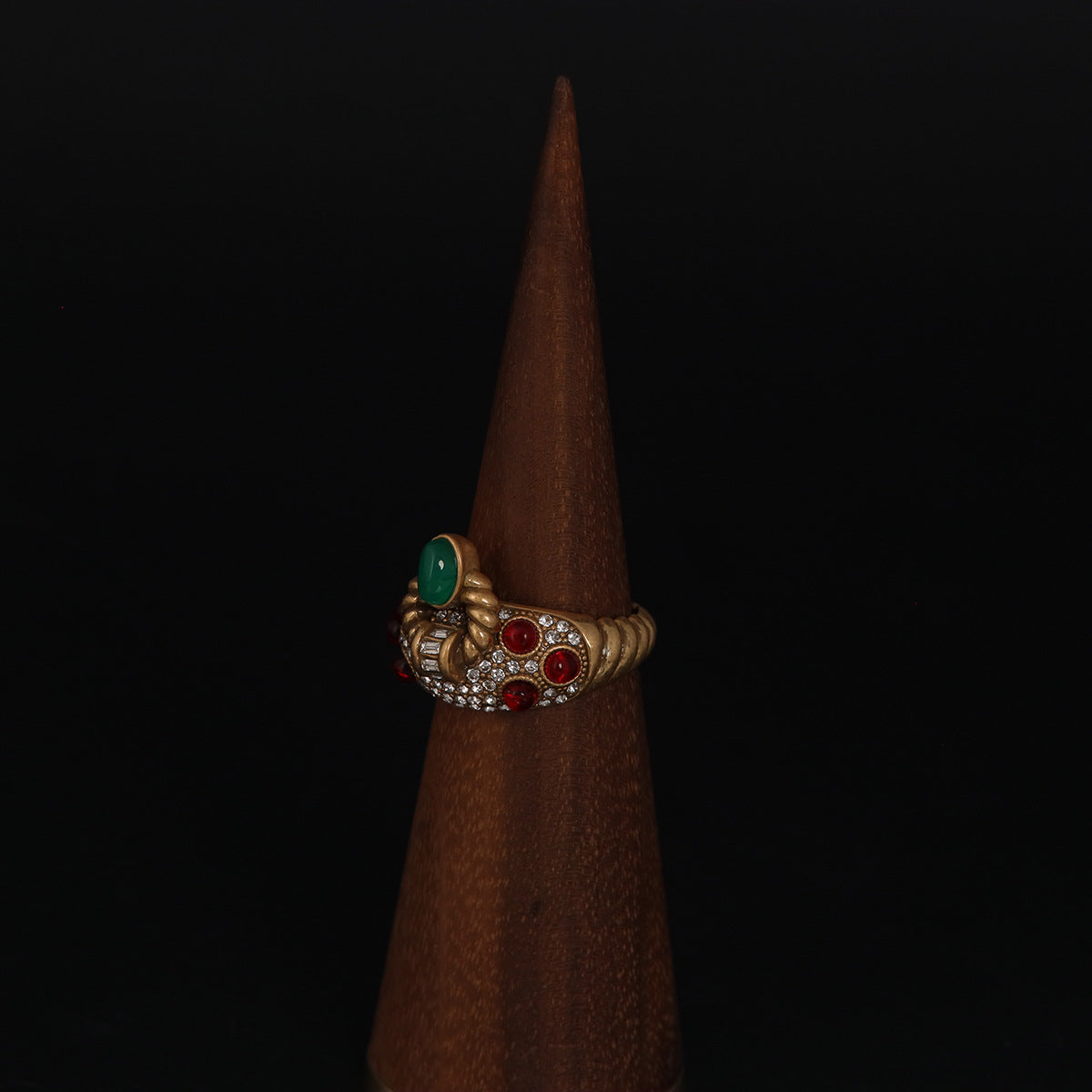 Vintage Agate Geometric Timeless Stone Inlay Open Ring Timeless Style