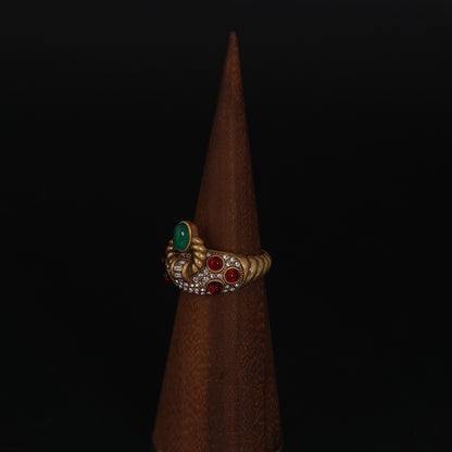 Vintage Agate Geometric Timeless Stone Inlay Open Ring Timeless Style