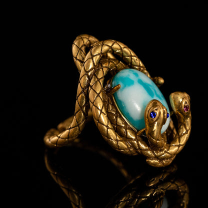 Vintage Natural Stone Geometric Luxury Handcrafted Open Ring
