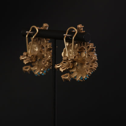 Vintage Luxury Stone Inlay Earrings Timeless Style