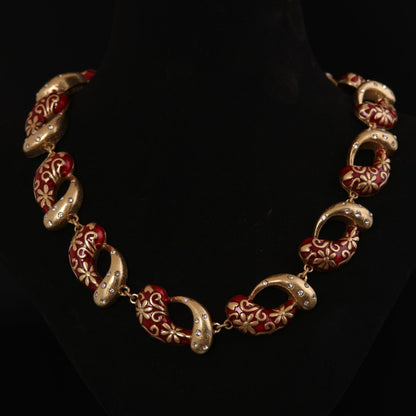 Vintage Enamel Geometric Artisan Handcrafted Necklace Timeless Style