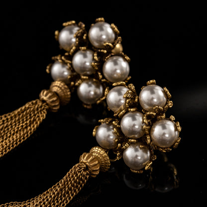 Vintage Pearl Leaf Chic Earrings Gift Jewelry