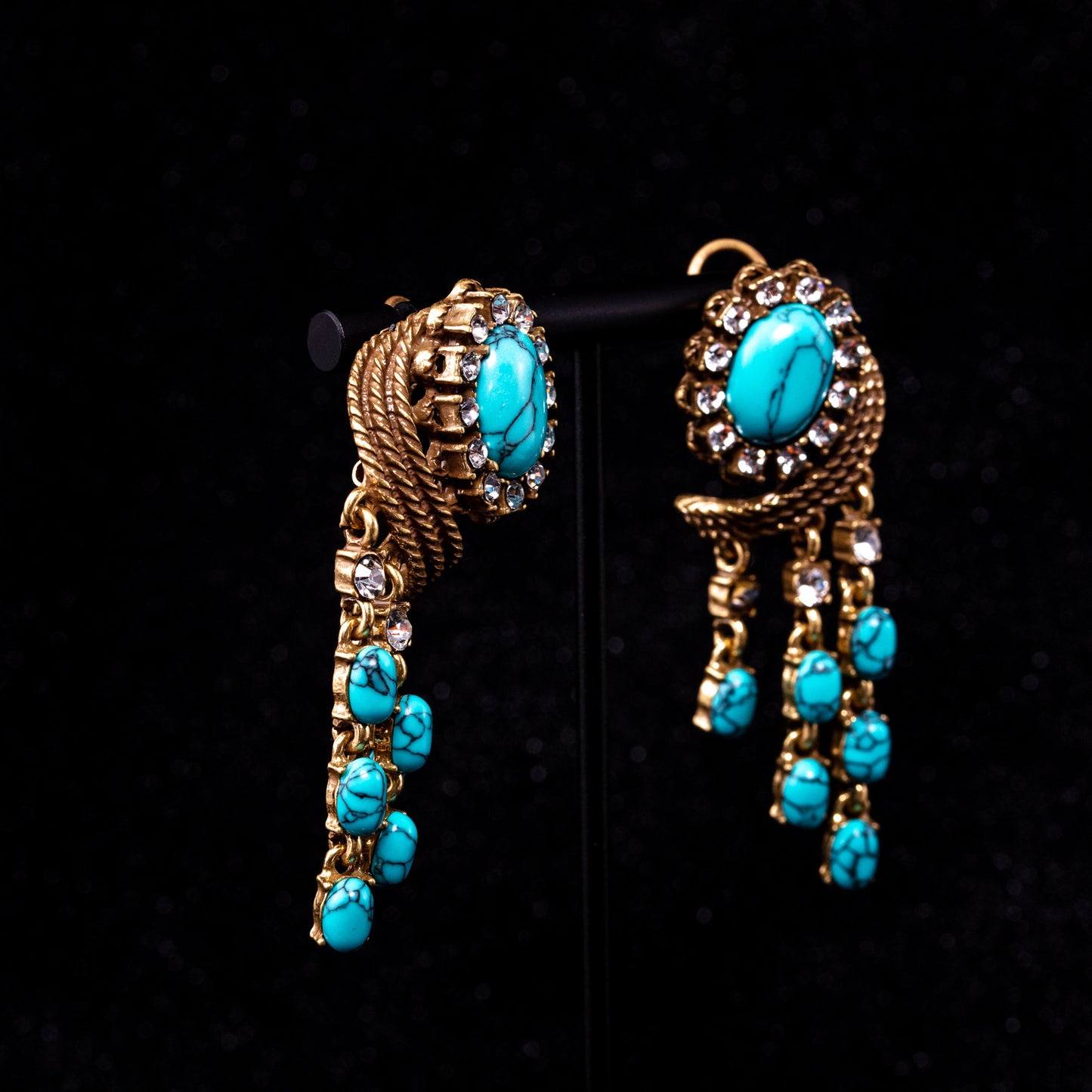 Vintage Statement Stone Inlay Earrings Timeless Style